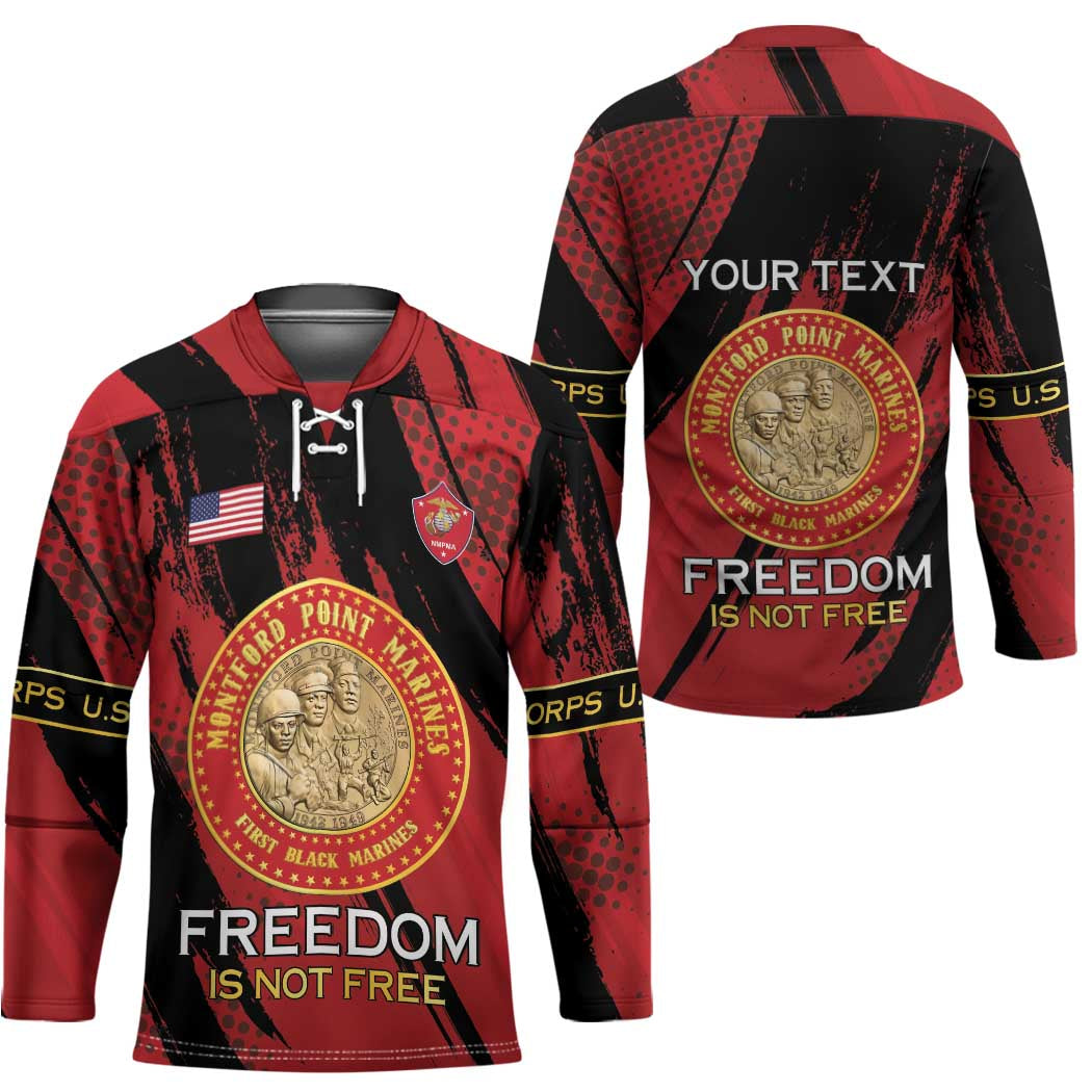 Personalized Proud to Honor Montford Point Marines Hockey Jersey Freedom Is Not Free - Red - Wonder Print Shop