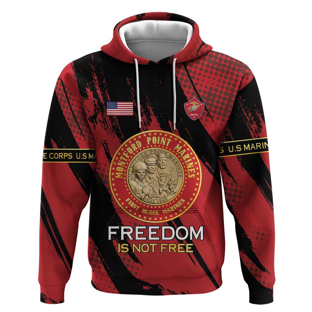 Personalized Proud to Honor Montford Point Marines Hoodie Freedom Is Not Free - Red - Wonder Print Shop