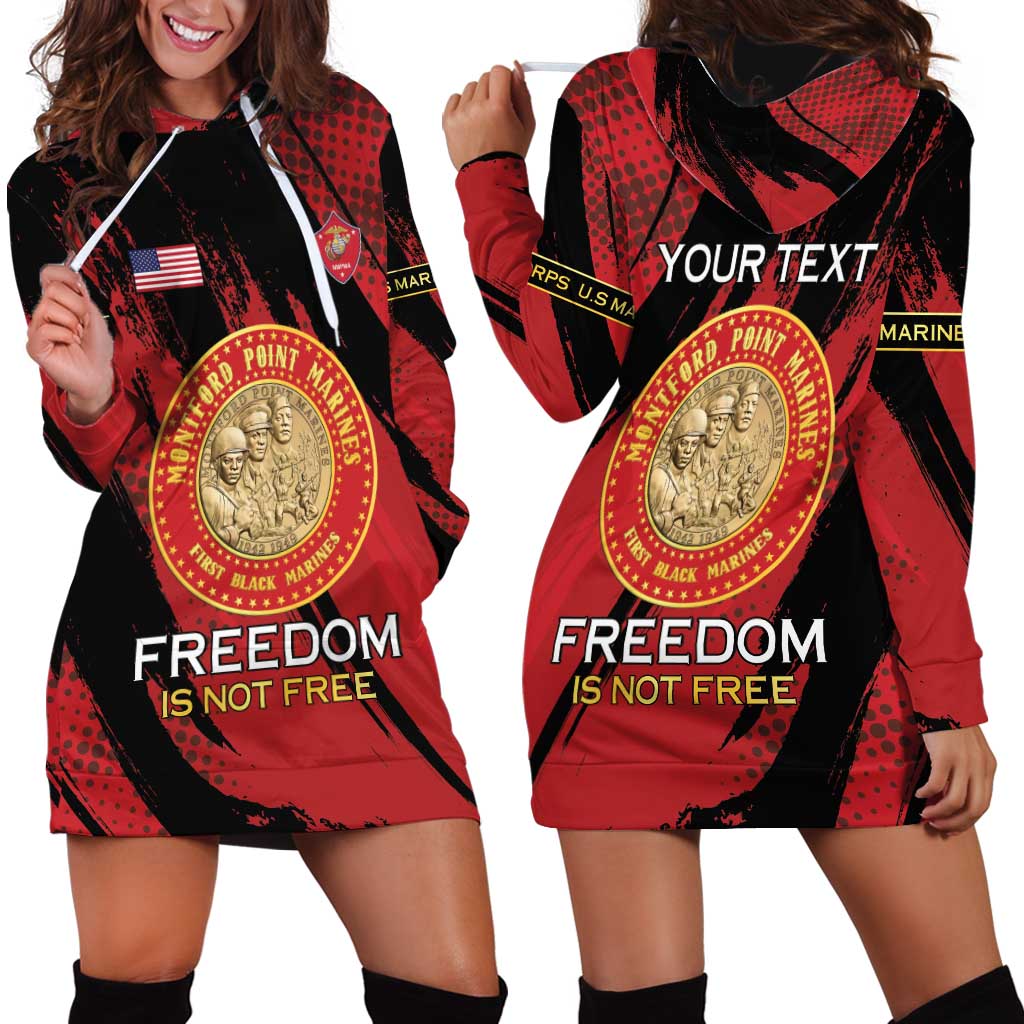 Personalized Proud to Honor Montford Point Marines Hoodie Dress Freedom Is Not Free - Red - Wonder Print Shop