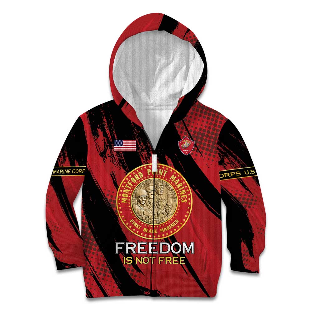 Personalized Proud to Honor Montford Point Marines Kid Hoodie Freedom Is Not Free - Red - Wonder Print Shop
