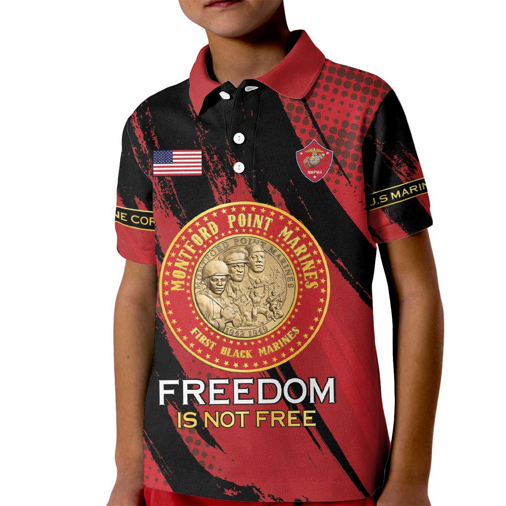 Personalized Proud to Honor Montford Point Marines Kid Polo Shirt Freedom Is Not Free - Red - Wonder Print Shop