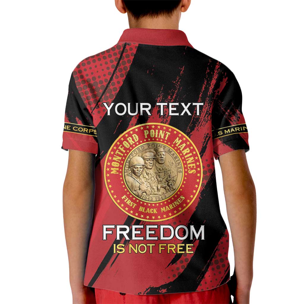 Personalized Proud to Honor Montford Point Marines Kid Polo Shirt Freedom Is Not Free - Red - Wonder Print Shop