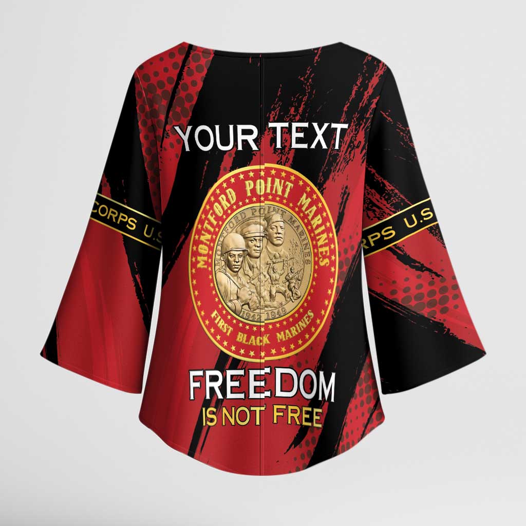 Personalized Proud to Honor Montford Point Marines Kimono Sleeve Blouse Freedom Is Not Free - Red - Wonder Print Shop