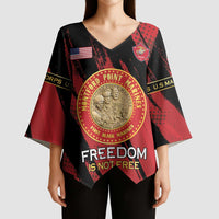Personalized Proud to Honor Montford Point Marines Kimono Sleeve Blouse Freedom Is Not Free - Red - Wonder Print Shop