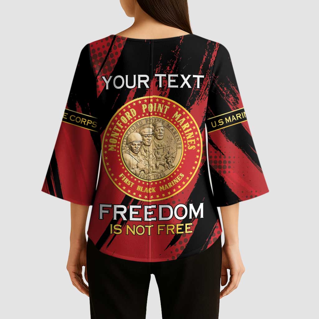 Personalized Proud to Honor Montford Point Marines Kimono Sleeve Blouse Freedom Is Not Free - Red - Wonder Print Shop