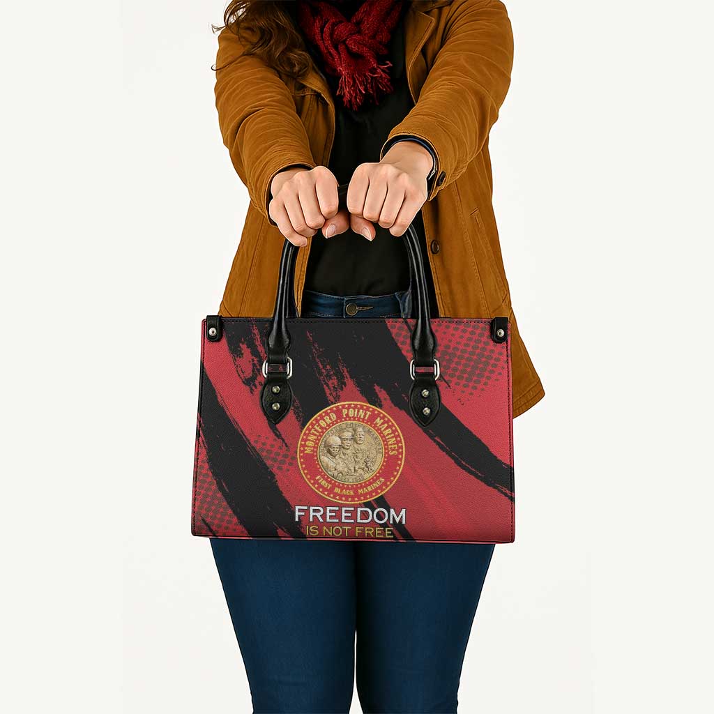Proud to Honor Montford Point Marines Leather Bag Freedom Is Not Free - Red - Wonder Print Shop