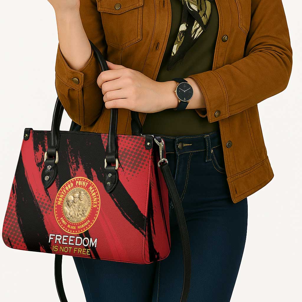 Proud to Honor Montford Point Marines Leather Bag Freedom Is Not Free - Red - Wonder Print Shop