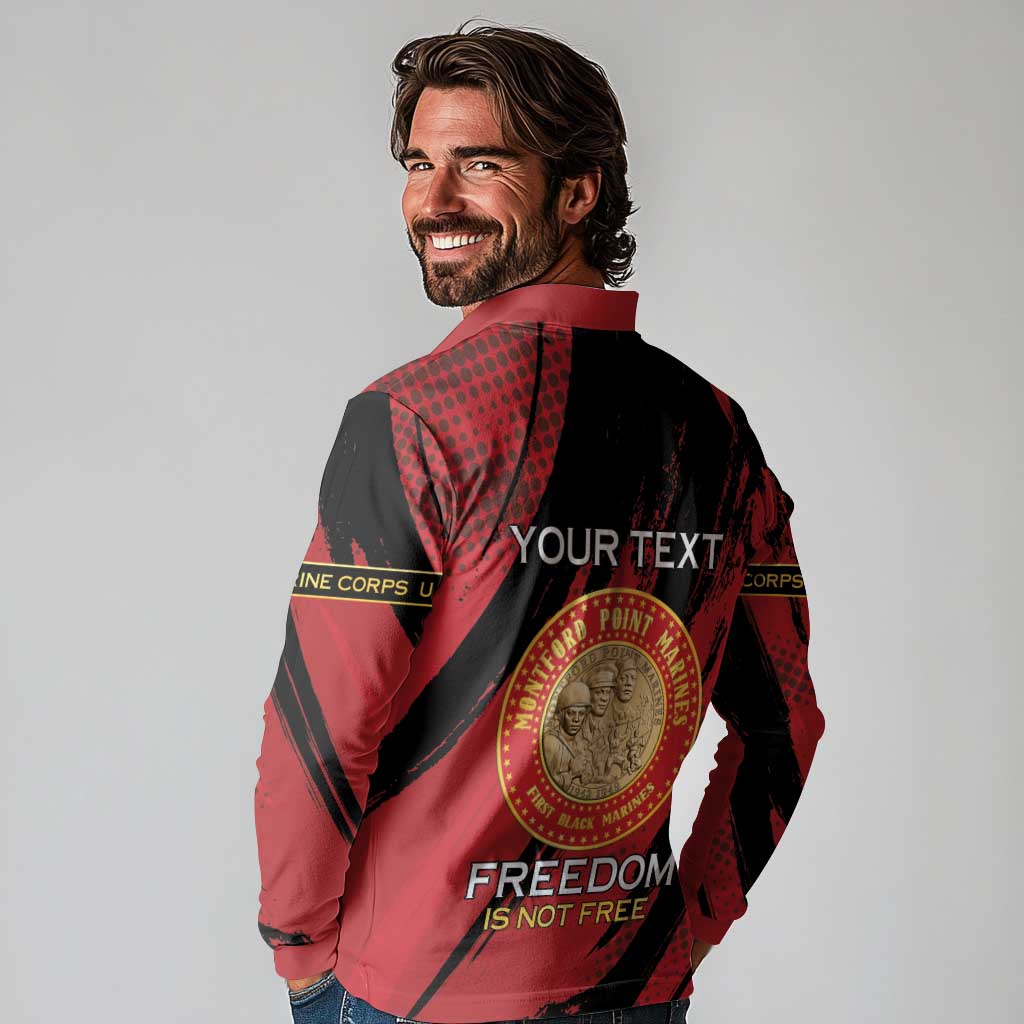 Personalized Proud to Honor Montford Point Marines Long Sleeve Polo Shirt Freedom Is Not Free - Red - Wonder Print Shop
