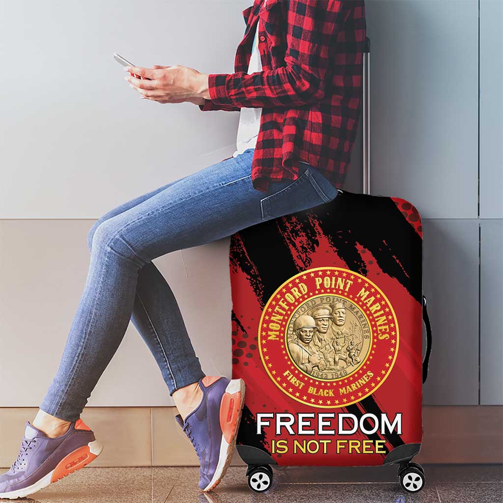 Proud to Honor Montford Point Marines Luggage Cover Freedom Is Not Free - Red - Wonder Print Shop