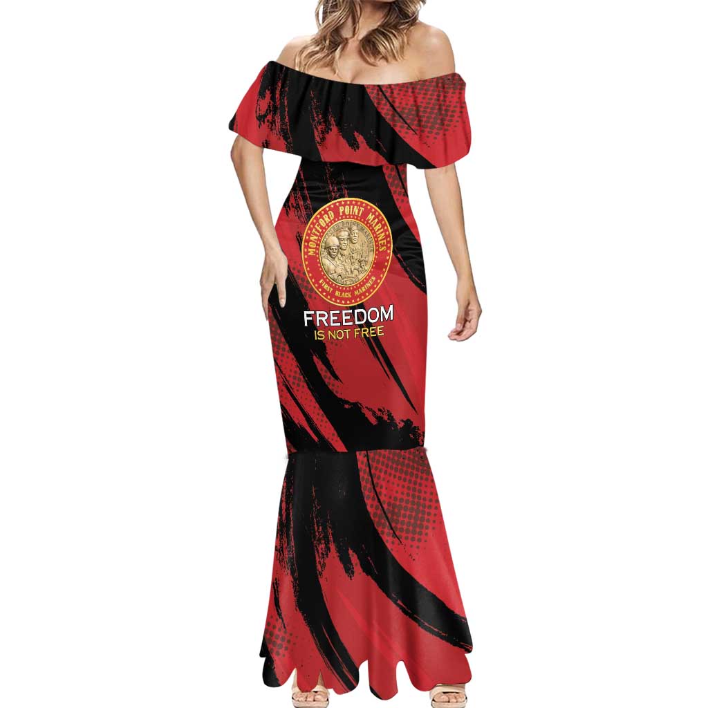 Personalized Proud to Honor Montford Point Marines Mermaid Dress Freedom Is Not Free - Red - Wonder Print Shop