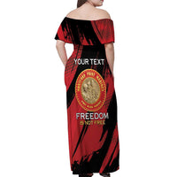 Personalized Proud to Honor Montford Point Marines Off Shoulder Maxi Dress Freedom Is Not Free - Red - Wonder Print Shop