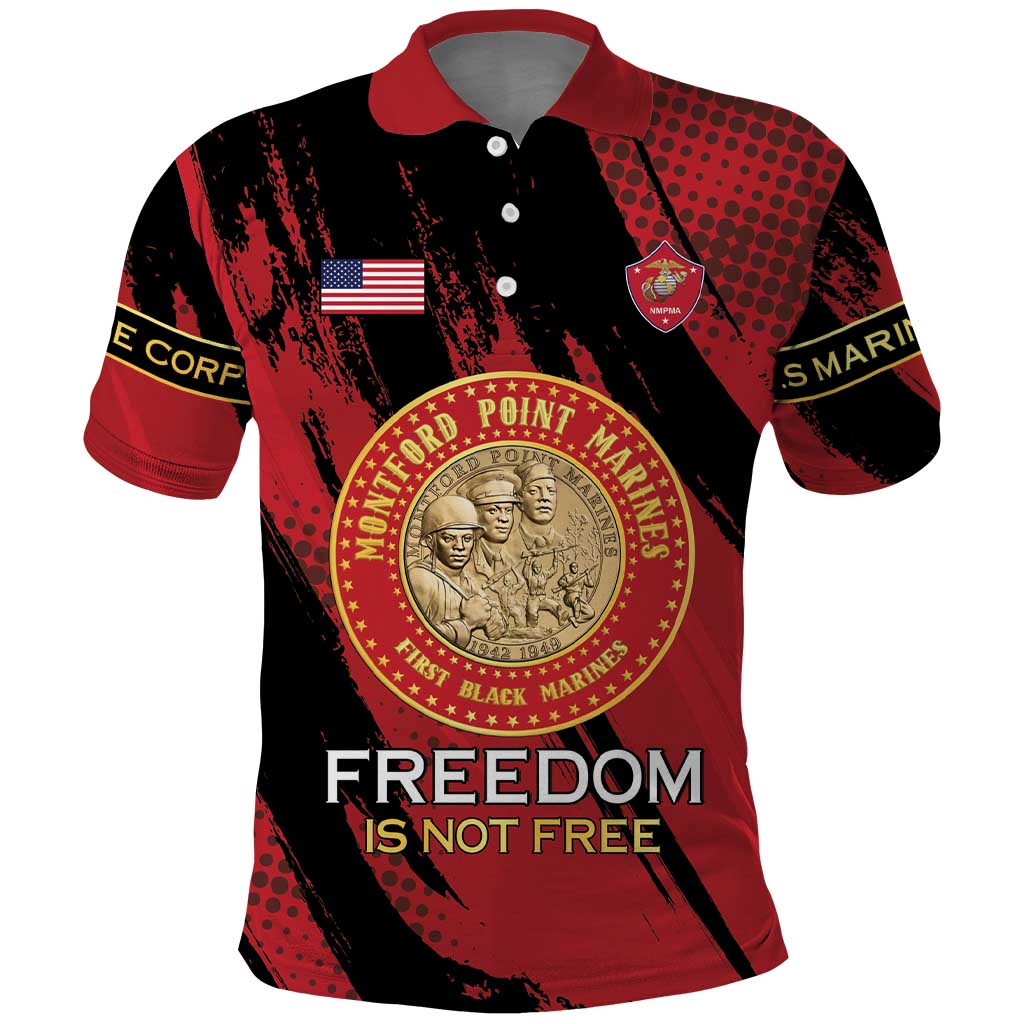 Personalized Proud to Honor Montford Point Marines Polo Shirt Freedom Is Not Free - Red - Wonder Print Shop