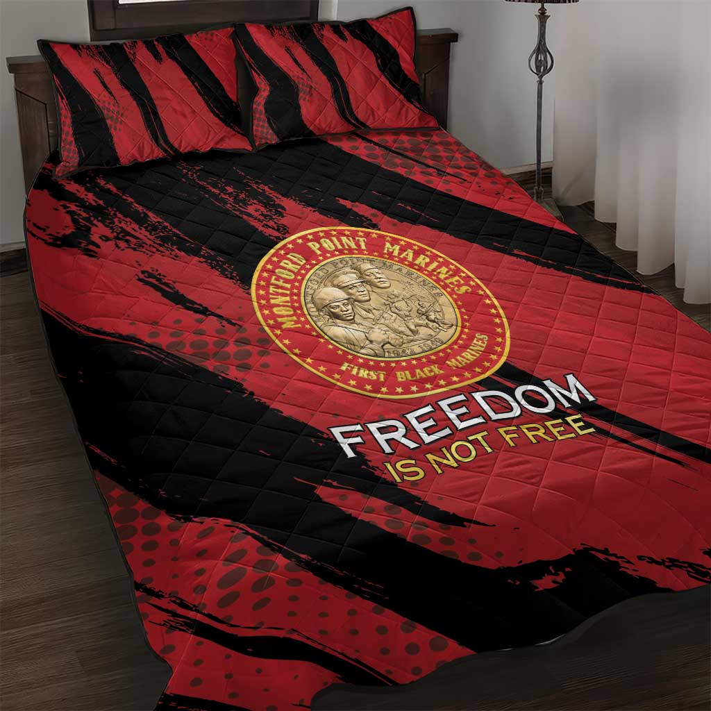 Proud to Honor Montford Point Marines Quilt Bed Set Freedom Is Not Free - Red - Wonder Print Shop