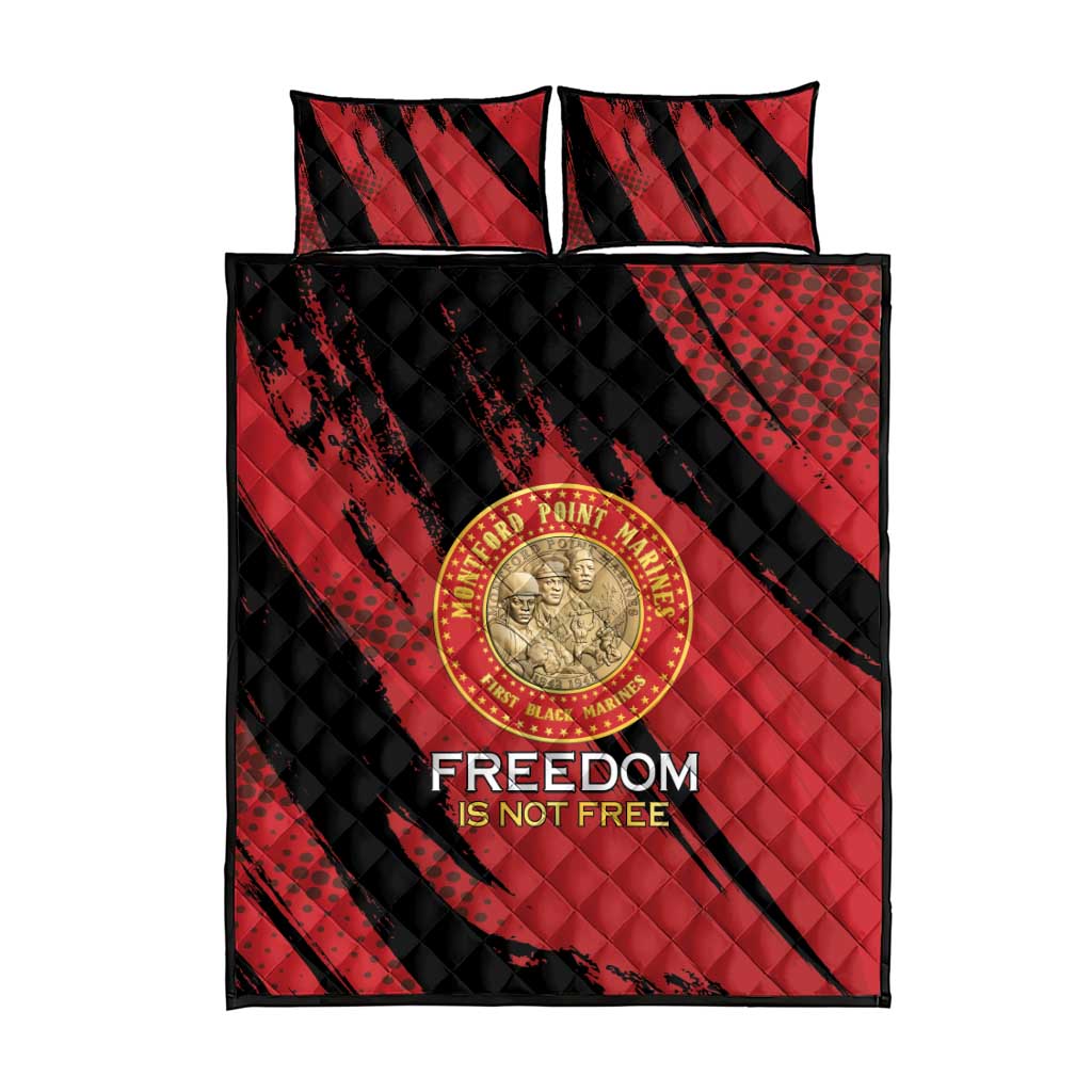 Proud to Honor Montford Point Marines Quilt Bed Set Freedom Is Not Free - Red - Wonder Print Shop