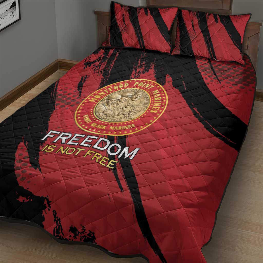 Proud to Honor Montford Point Marines Quilt Bed Set Freedom Is Not Free - Red - Wonder Print Shop
