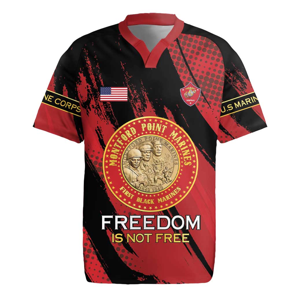 Personalized Proud to Honor Montford Point Marines Rugby Jersey Freedom Is Not Free - Red - Wonder Print Shop