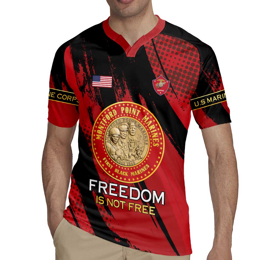 Personalized Proud to Honor Montford Point Marines Rugby Jersey Freedom Is Not Free - Red - Wonder Print Shop