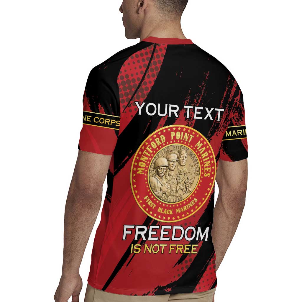 Personalized Proud to Honor Montford Point Marines Rugby Jersey Freedom Is Not Free - Red - Wonder Print Shop