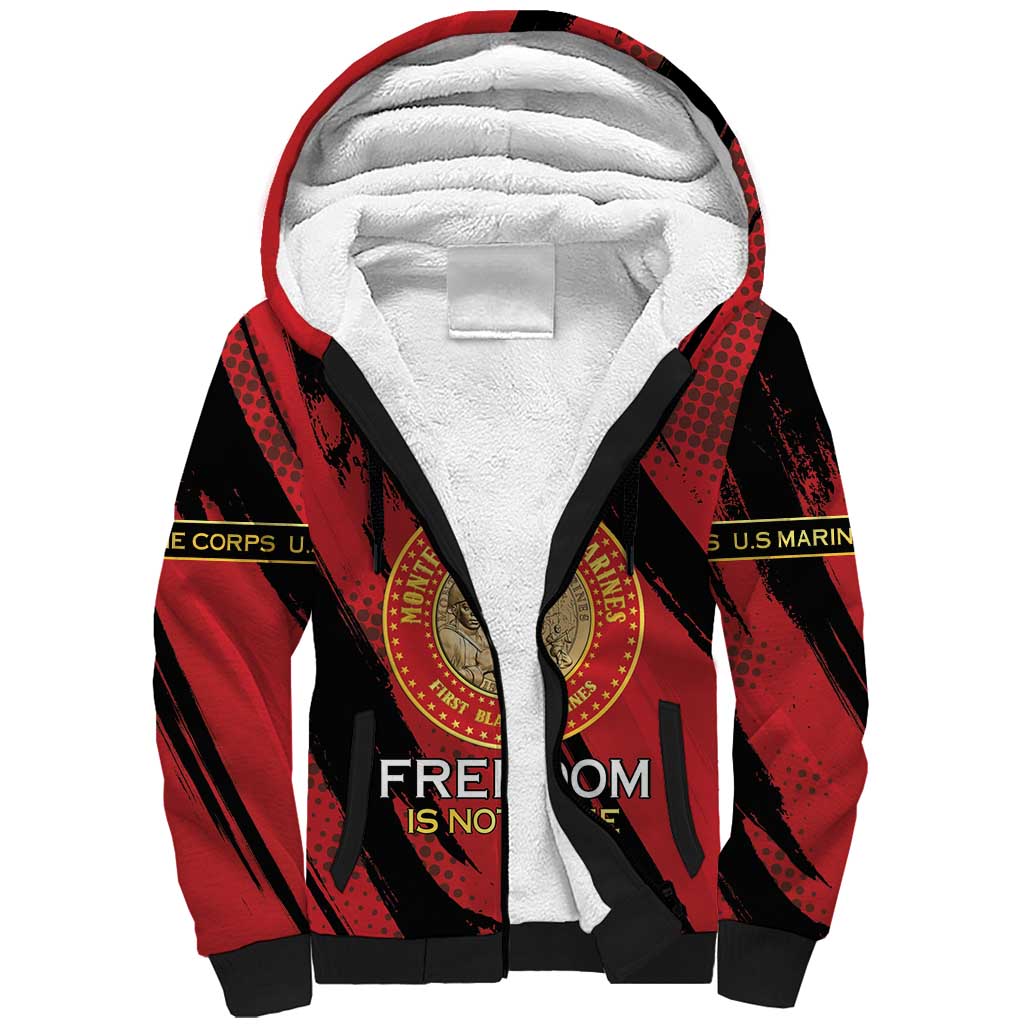 Personalized Proud to Honor Montford Point Marines Sherpa Hoodie Freedom Is Not Free - Red - Wonder Print Shop