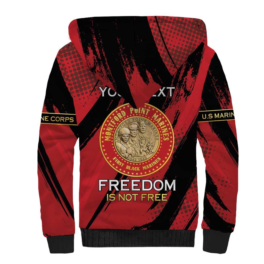 Personalized Proud to Honor Montford Point Marines Sherpa Hoodie Freedom Is Not Free - Red - Wonder Print Shop