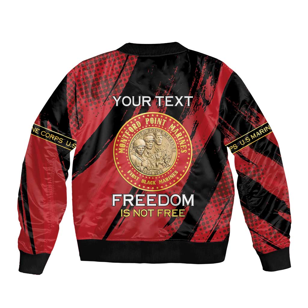 Personalized Proud to Honor Montford Point Marines Sleeve Zip Bomber Jacket Freedom Is Not Free - Red - Wonder Print Shop