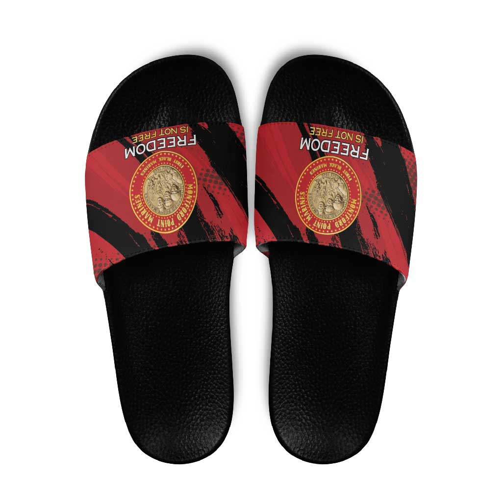 Proud to Honor Montford Point Marines Slide Sandals Freedom Is Not Free - Red - Wonder Print Shop