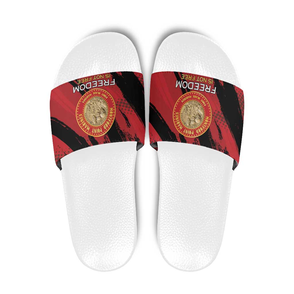Proud to Honor Montford Point Marines Slide Sandals Freedom Is Not Free - Red - Wonder Print Shop