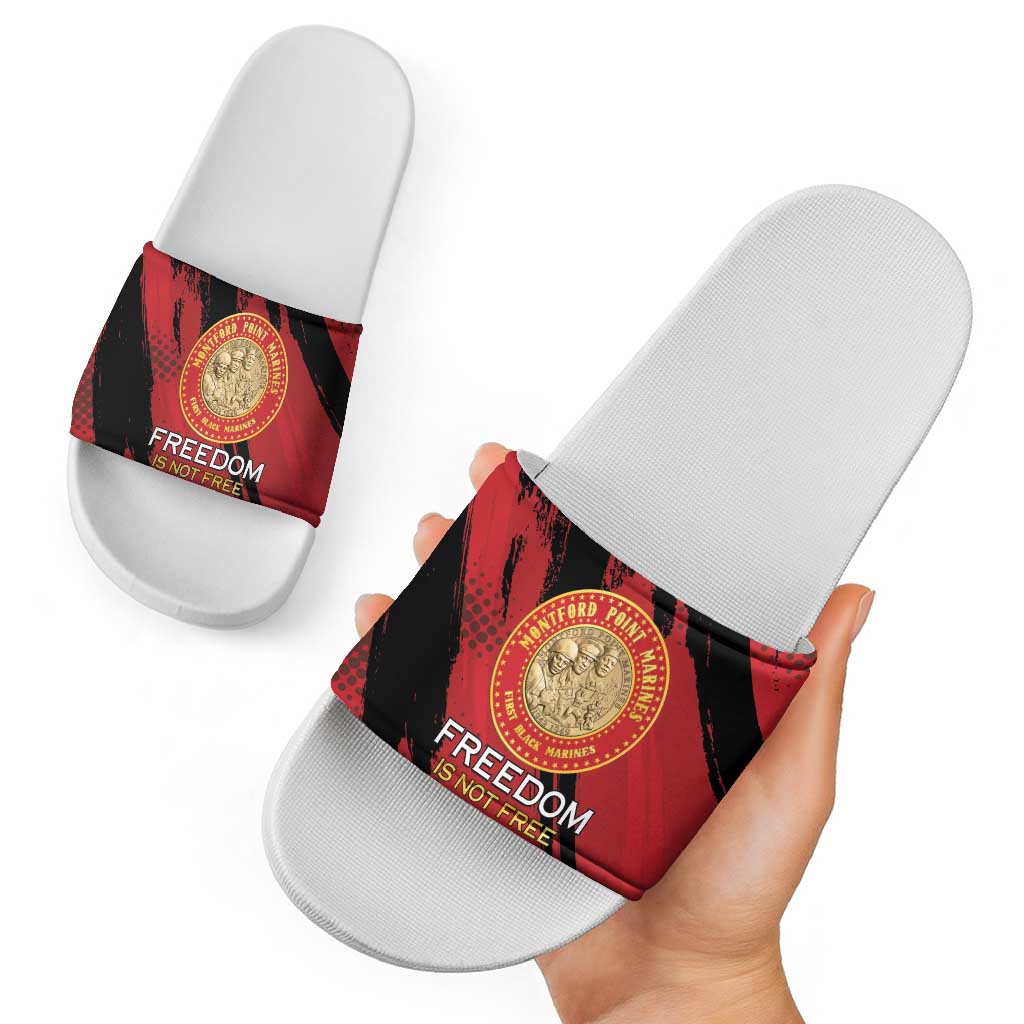 Proud to Honor Montford Point Marines Slide Sandals Freedom Is Not Free - Red - Wonder Print Shop