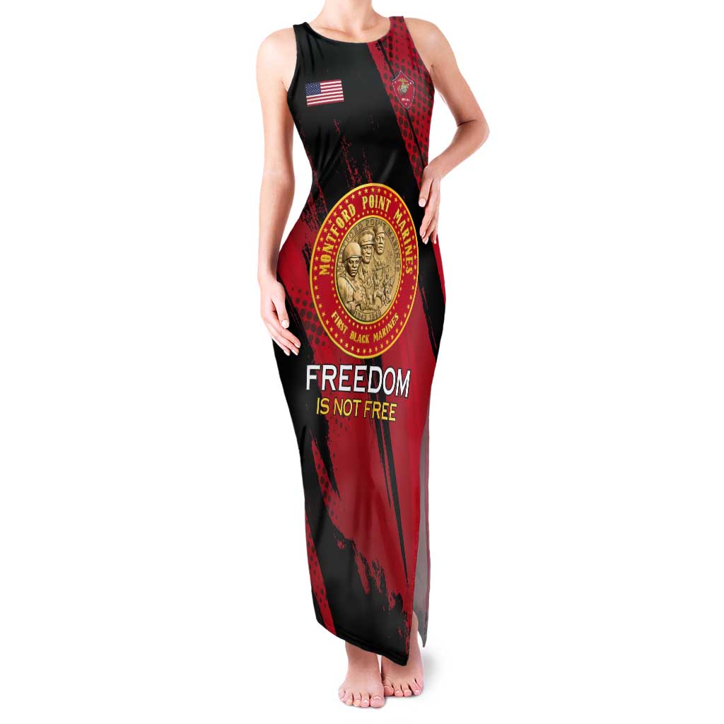 Personalized Proud to Honor Montford Point Marines Tank Maxi Dress Freedom Is Not Free - Red - Wonder Print Shop