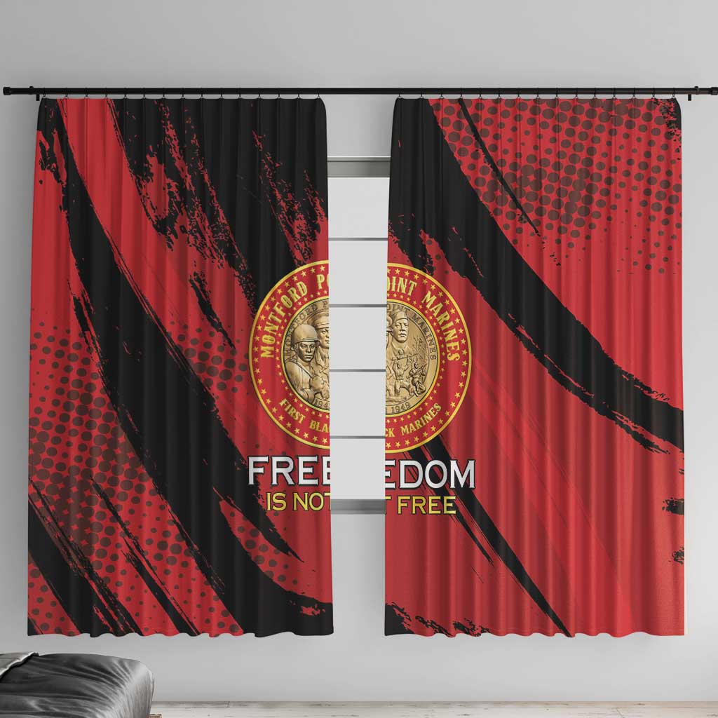 Proud to Honor Montford Point Marines Window Curtain Freedom Is Not Free - Red - Wonder Print Shop