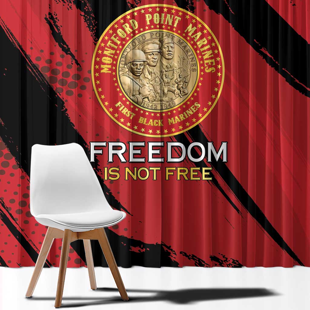 Proud to Honor Montford Point Marines Window Curtain Freedom Is Not Free - Red - Wonder Print Shop