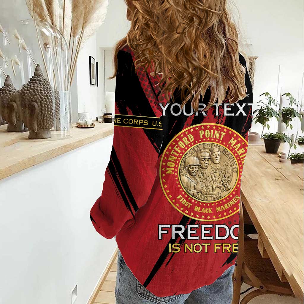 Personalized Proud to Honor Montford Point Marines Women Casual Shirt Freedom Is Not Free - Red - Wonder Print Shop