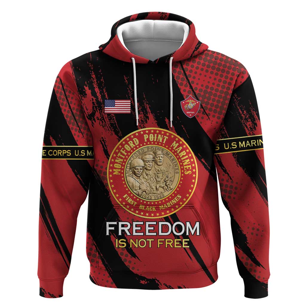 Personalized Proud to Honor Montford Point Marines Zip Hoodie Freedom Is Not Free - Red - Wonder Print Shop