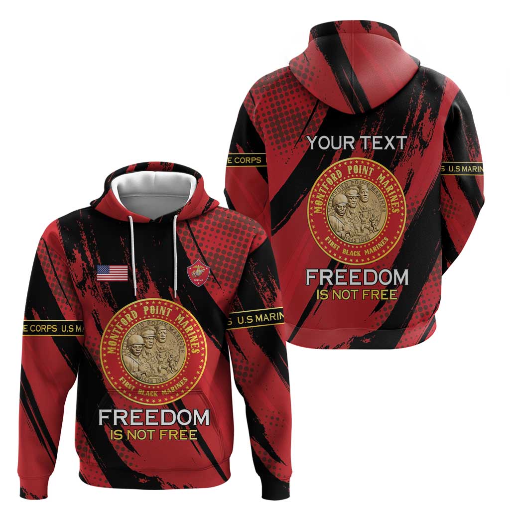 Personalized Proud to Honor Montford Point Marines Zip Hoodie Freedom Is Not Free - Red - Wonder Print Shop