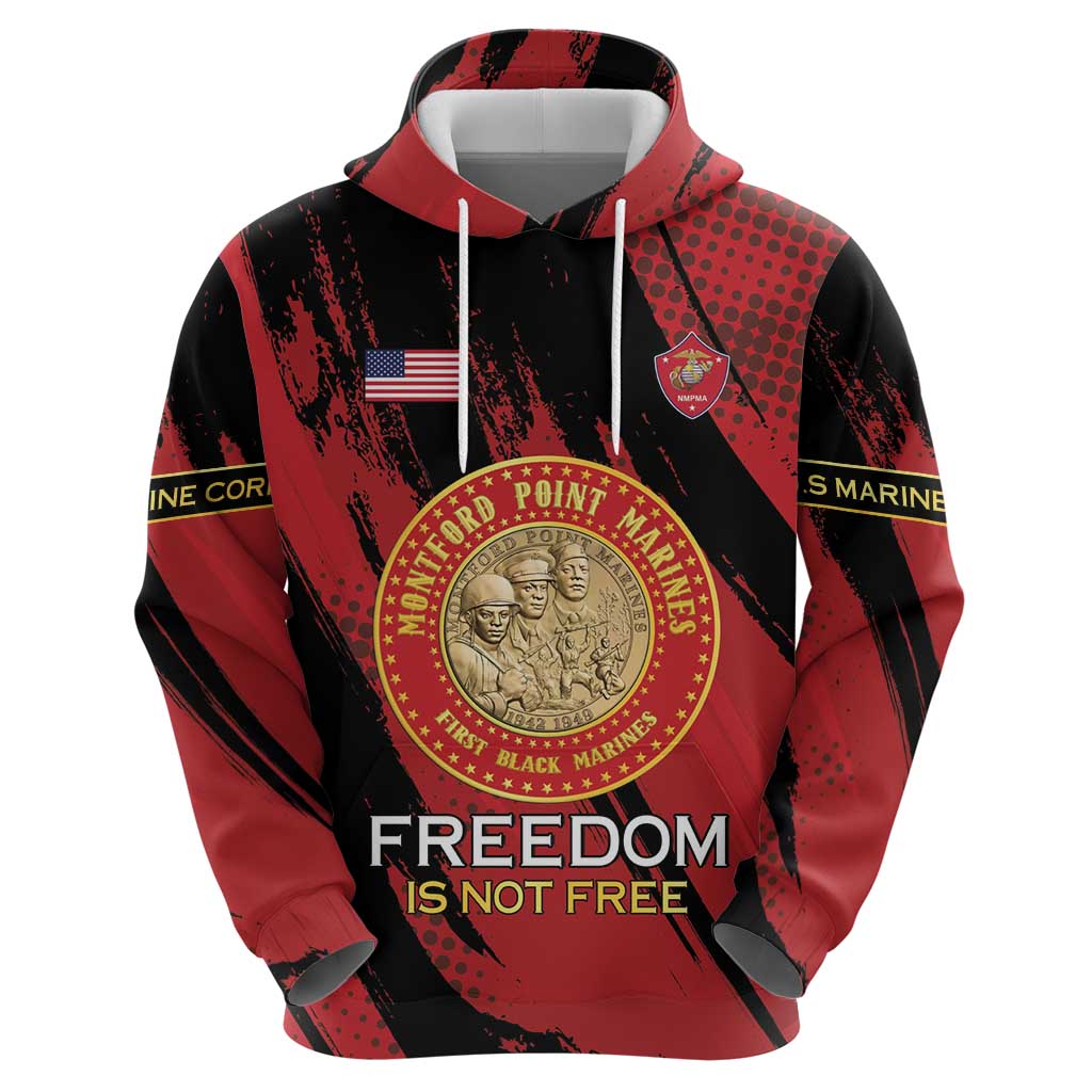 Personalized Proud to Honor Montford Point Marines Zip Hoodie Freedom Is Not Free - Red - Wonder Print Shop