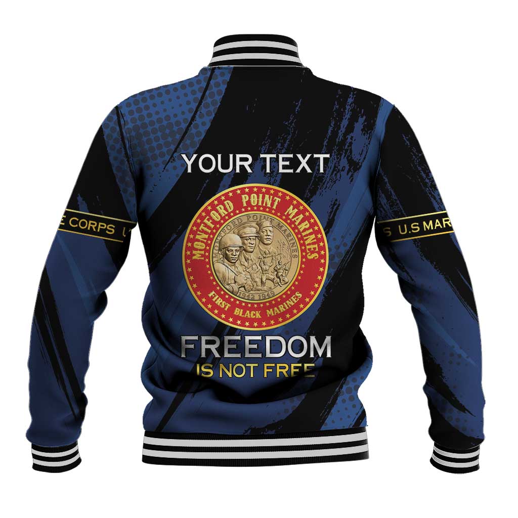 Personalized Proud to Honor Montford Point Marines Baseball Jacket Freedom Is Not Free - Blue - Wonder Print Shop