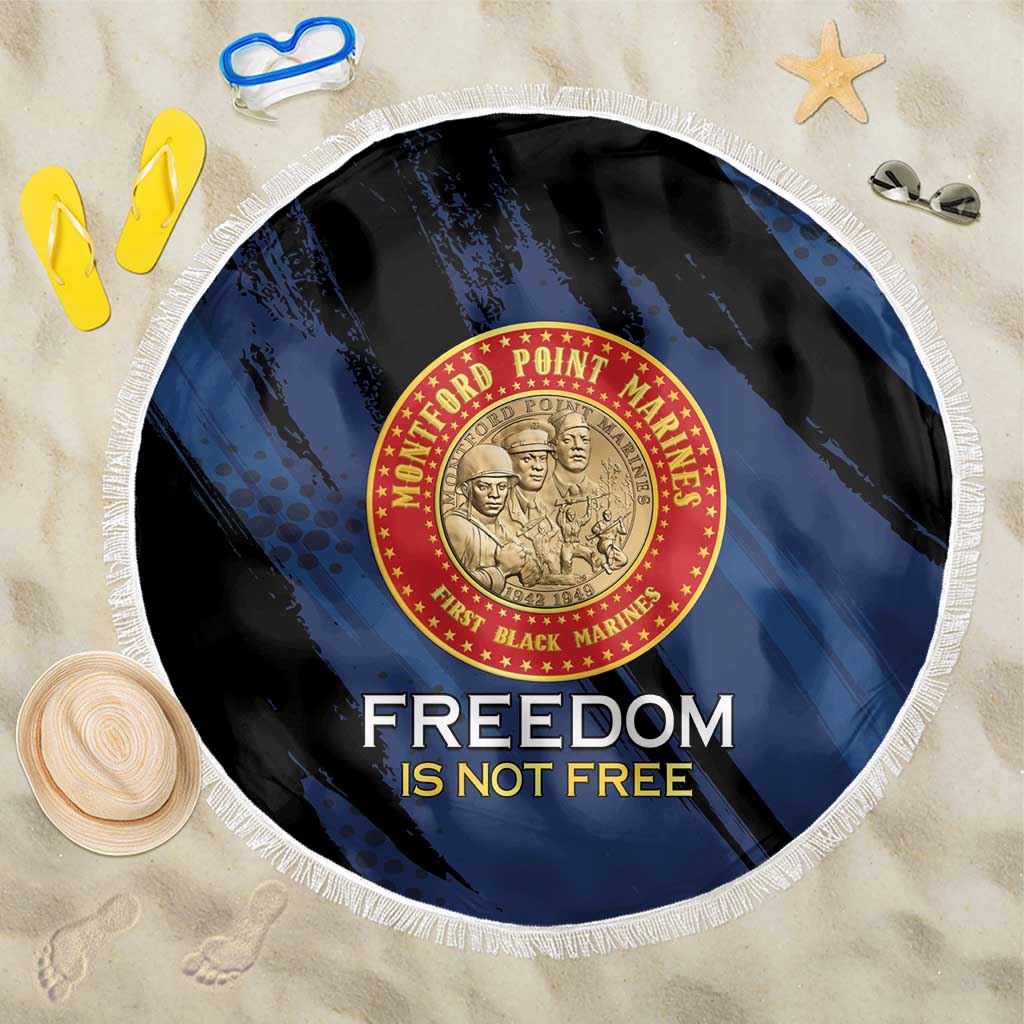 Proud to Honor Montford Point Marines Beach Blanket Freedom Is Not Free - Blue - Wonder Print Shop
