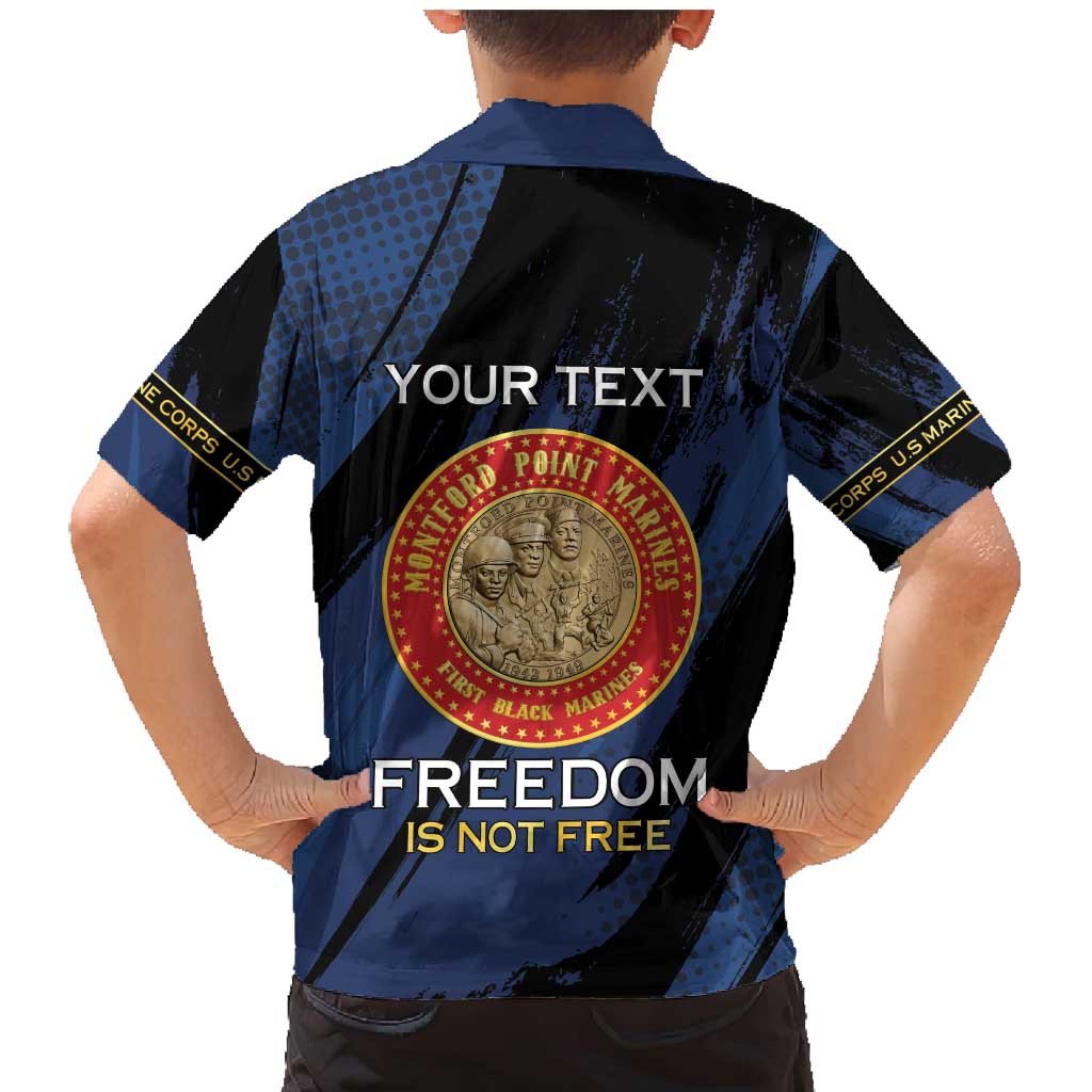 Personalized Proud to Honor Montford Point Marines Family Matching Mermaid Dress and Hawaiian Shirt Freedom Is Not Free - Blue - Wonder Print Shop