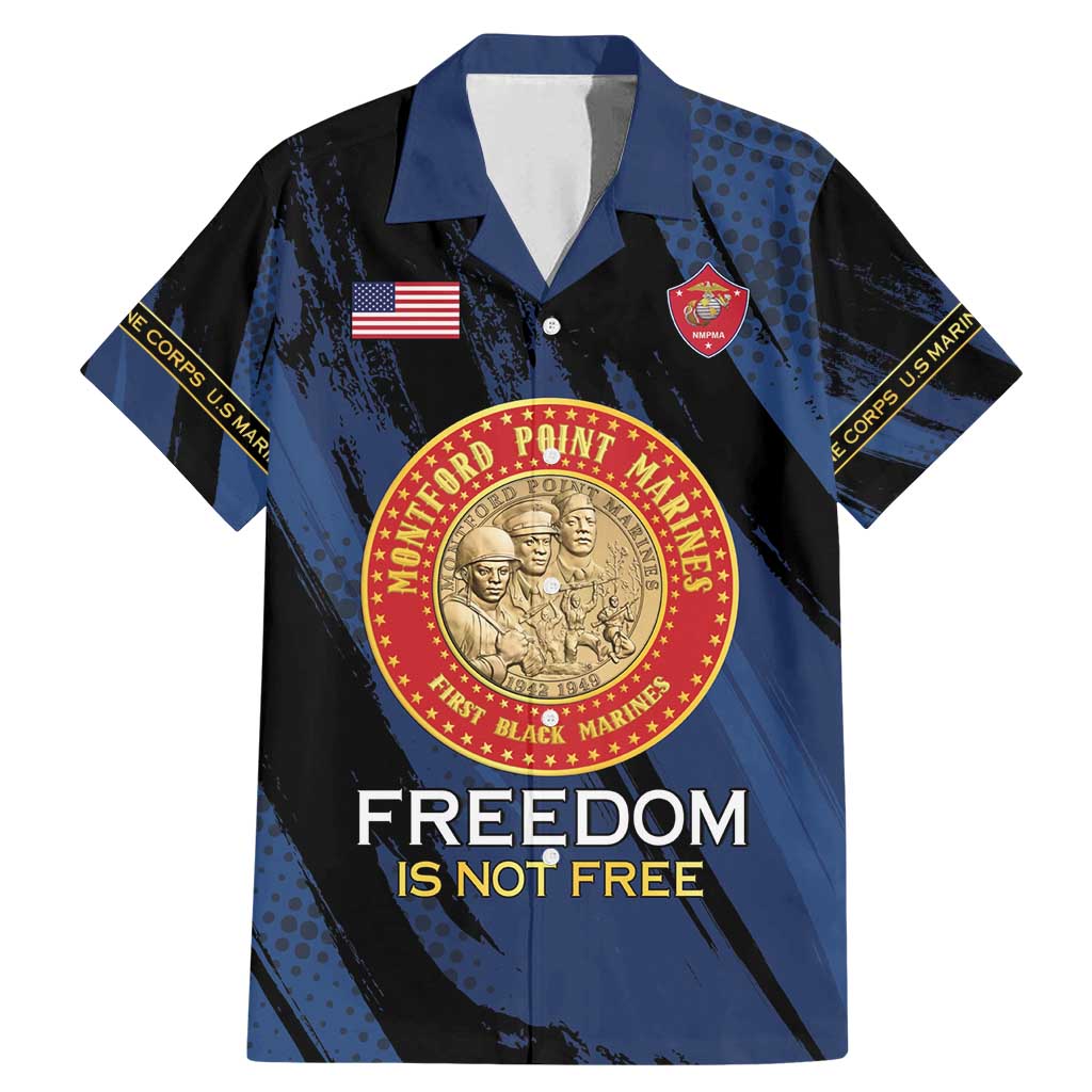 Personalized Proud to Honor Montford Point Marines Family Matching Mermaid Dress and Hawaiian Shirt Freedom Is Not Free - Blue - Wonder Print Shop