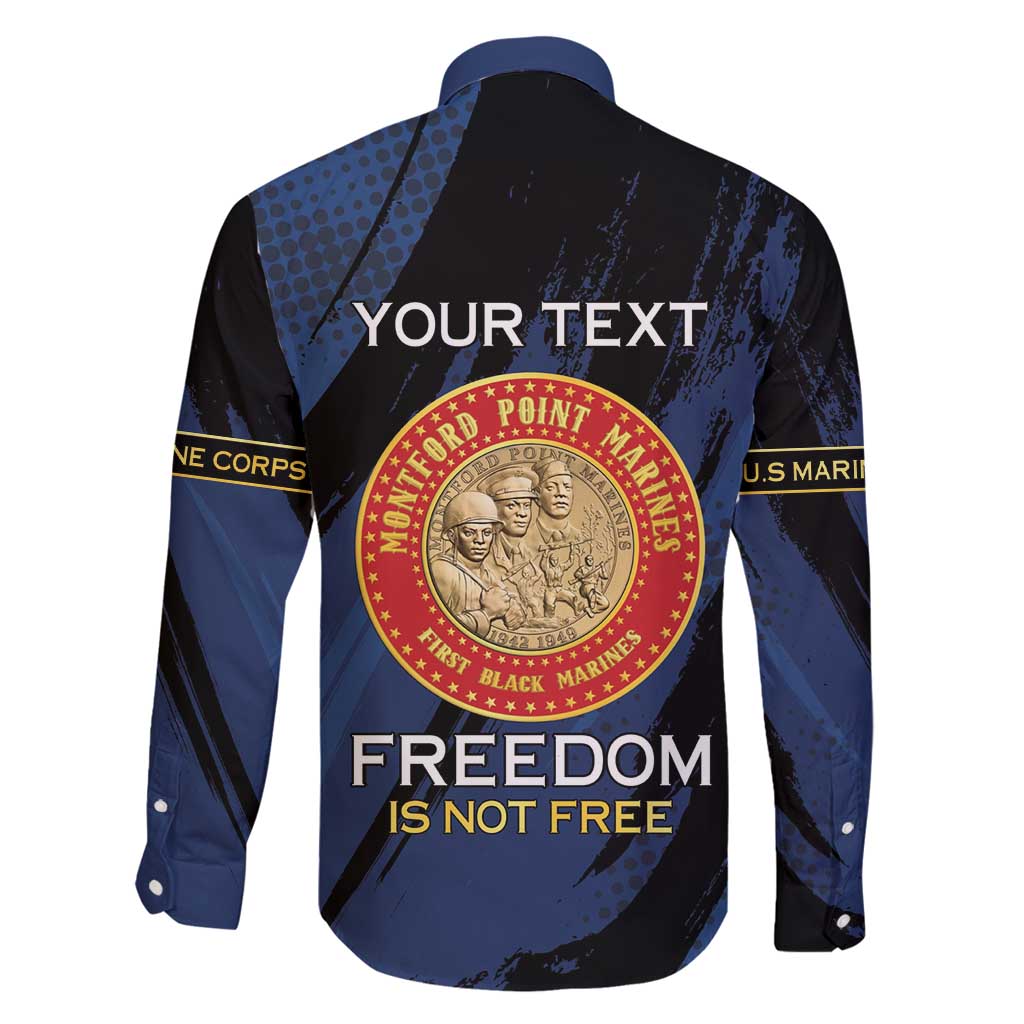 Personalized Proud to Honor Montford Point Marines Family Matching Mermaid Dress and Hawaiian Shirt Freedom Is Not Free - Blue - Wonder Print Shop