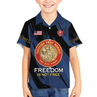 Personalized Proud to Honor Montford Point Marines Family Matching Off Shoulder Short Dress and Hawaiian Shirt Freedom Is Not Free - Blue - Wonder Print Shop