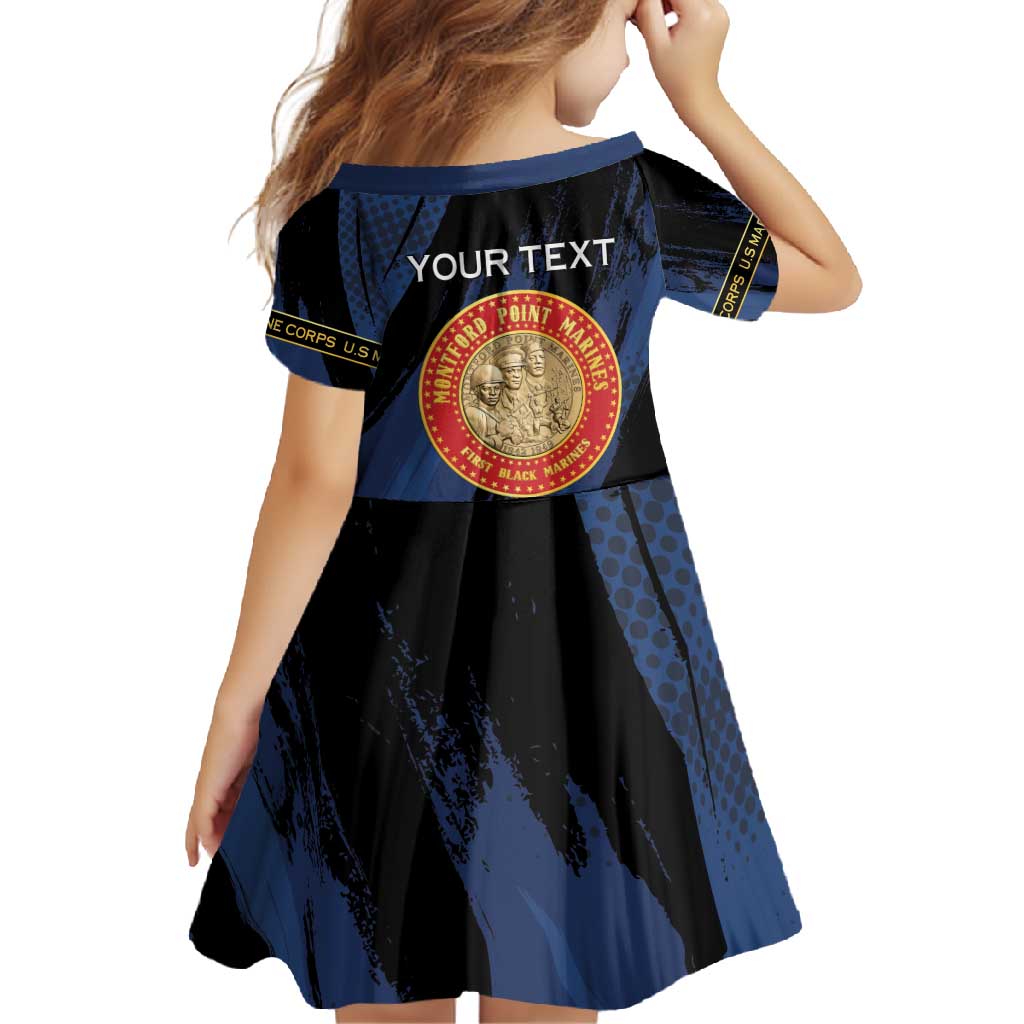 Personalized Proud to Honor Montford Point Marines Family Matching Short Sleeve Bodycon Dress and Hawaiian Shirt Freedom Is Not Free - Blue - Wonder Print Shop