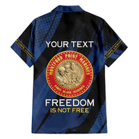 Personalized Proud to Honor Montford Point Marines Family Matching Short Sleeve Bodycon Dress and Hawaiian Shirt Freedom Is Not Free - Blue - Wonder Print Shop