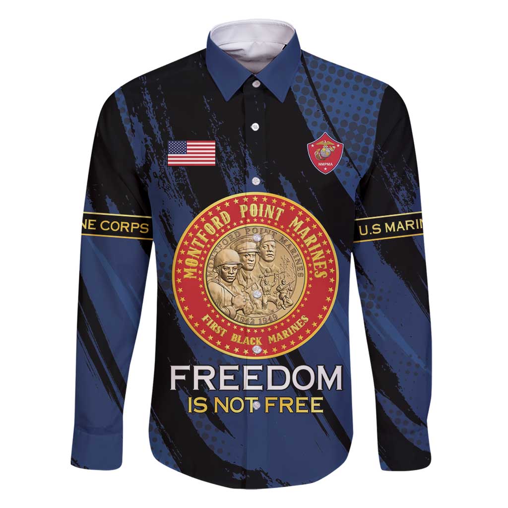 Personalized Proud to Honor Montford Point Marines Family Matching Summer Maxi Dress and Hawaiian Shirt Freedom Is Not Free - Blue - Wonder Print Shop