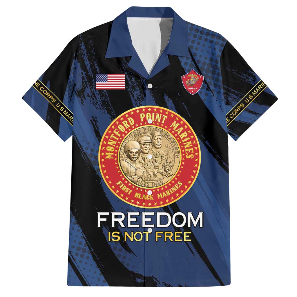 Personalized Proud to Honor Montford Point Marines Hawaiian Shirt Freedom Is Not Free - Blue - Wonder Print Shop