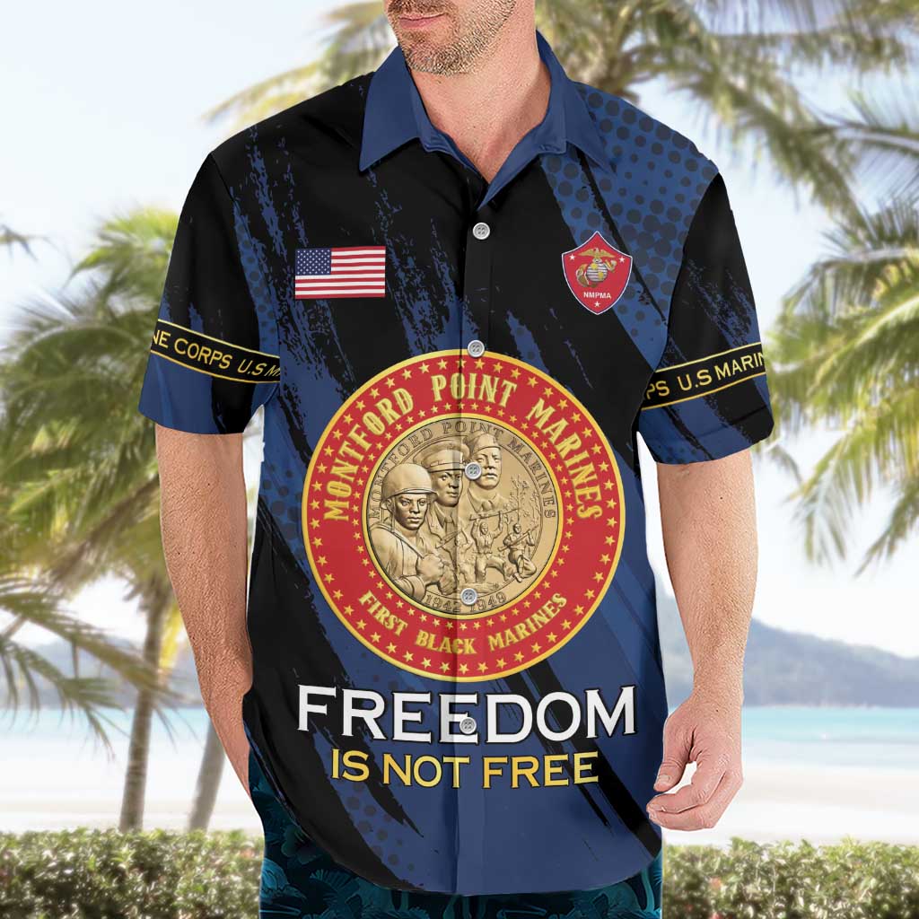 Personalized Proud to Honor Montford Point Marines Hawaiian Shirt Freedom Is Not Free - Blue - Wonder Print Shop