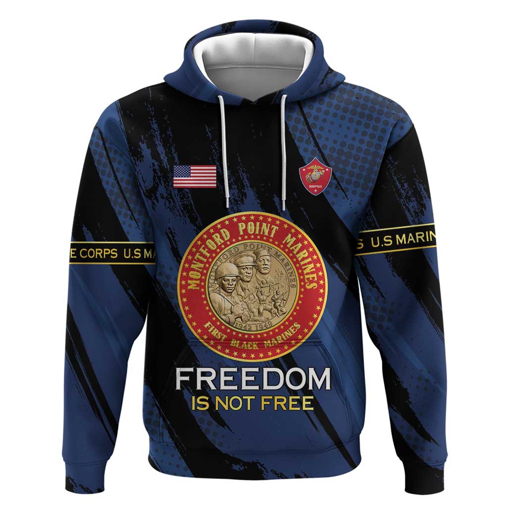 Personalized Proud to Honor Montford Point Marines Hoodie Freedom Is Not Free - Blue - Wonder Print Shop