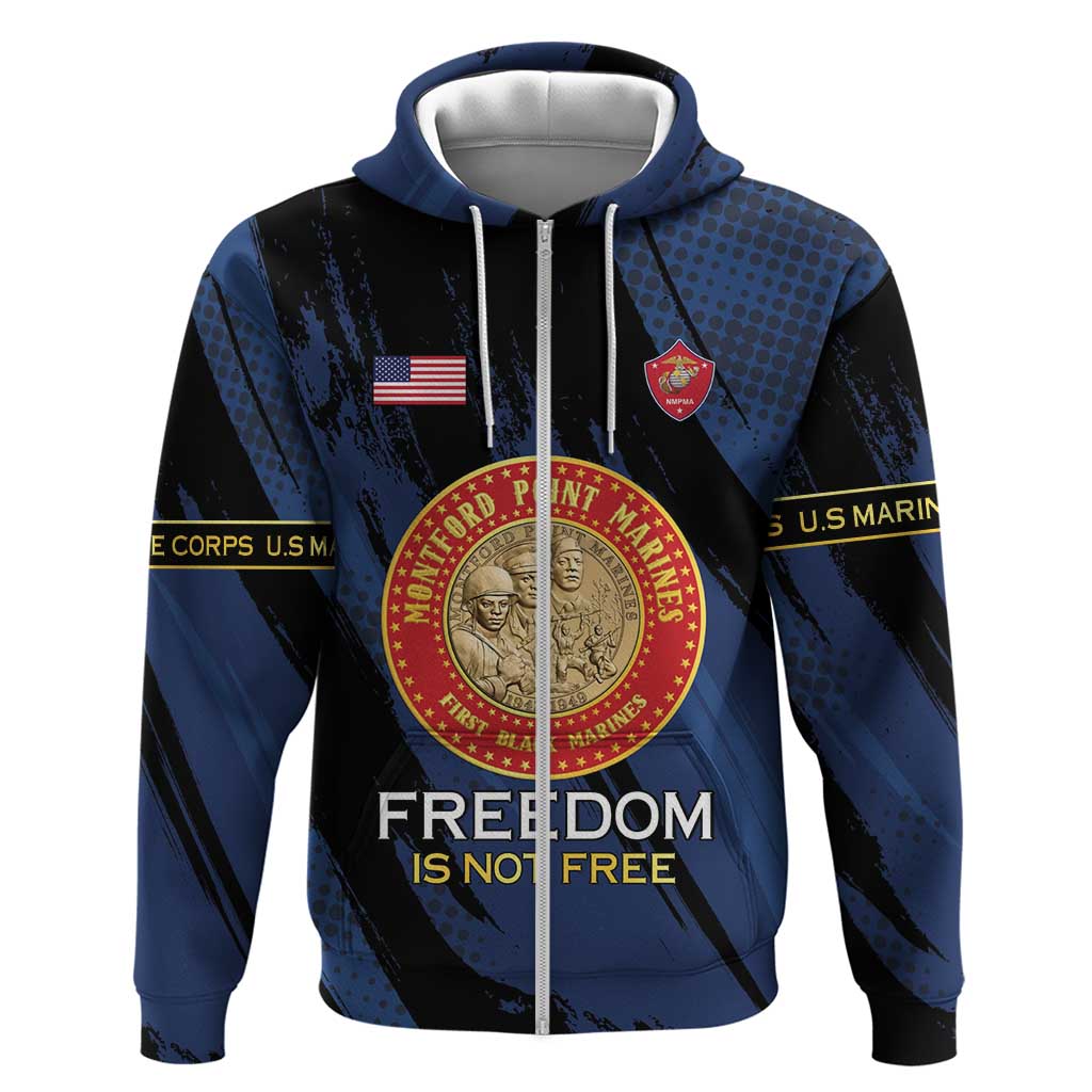 Personalized Proud to Honor Montford Point Marines Hoodie Freedom Is Not Free - Blue - Wonder Print Shop
