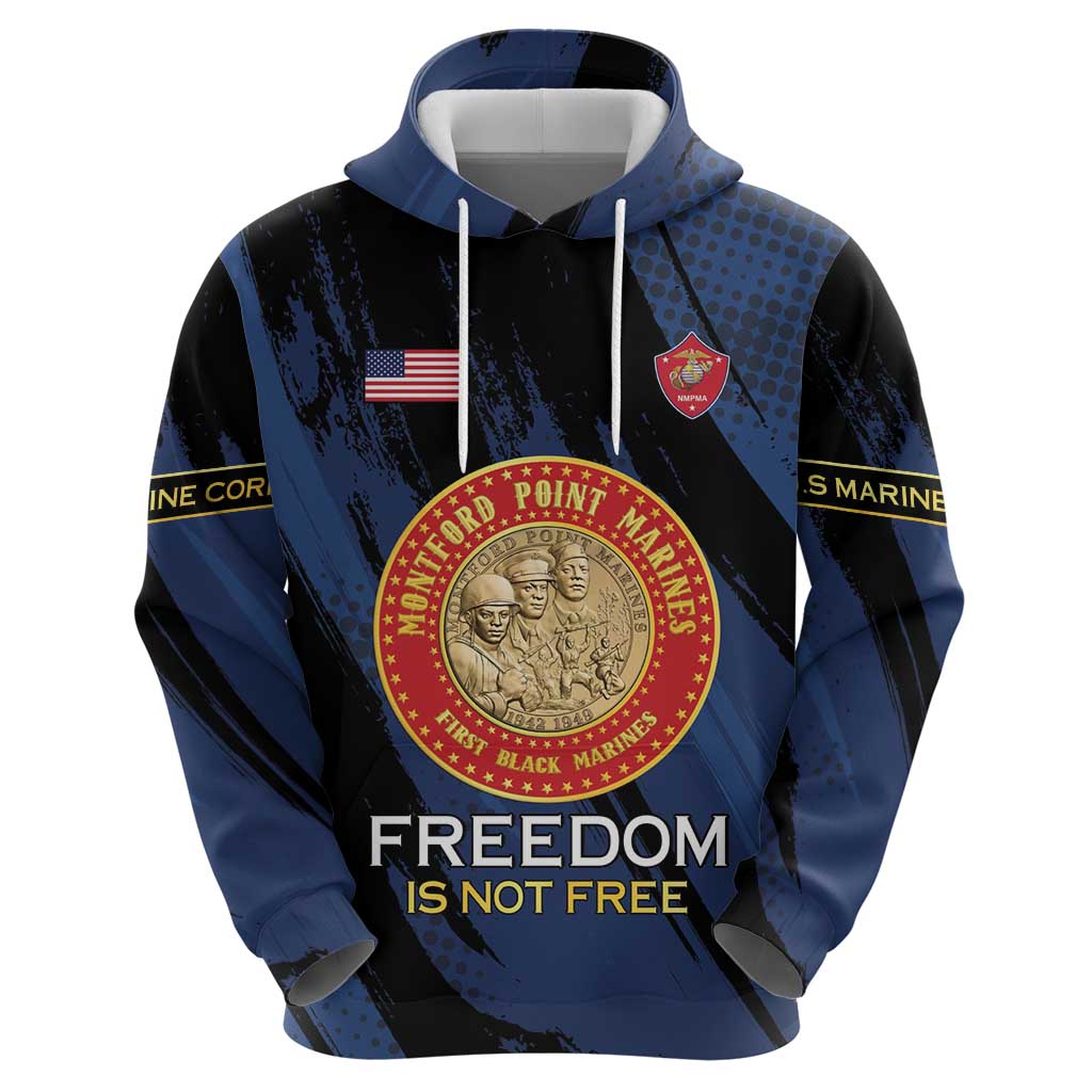 Personalized Proud to Honor Montford Point Marines Hoodie Freedom Is Not Free - Blue - Wonder Print Shop