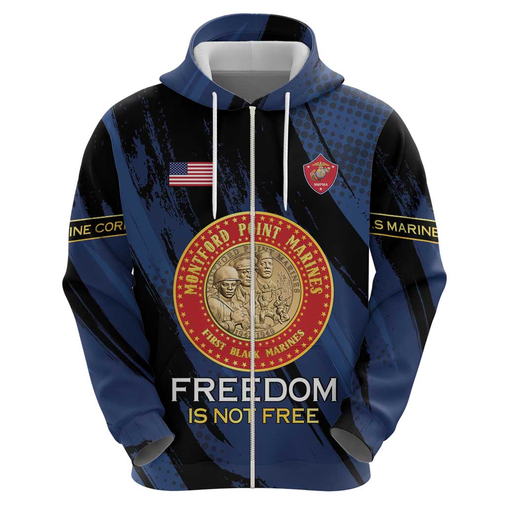 Personalized Proud to Honor Montford Point Marines Hoodie Freedom Is Not Free - Blue - Wonder Print Shop